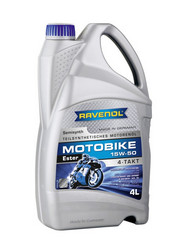 Купить моторное масло Ravenol Motobike 4-T Ester 15W-50 (4л) new Полусинтетическое | Артикул 4014835731295
